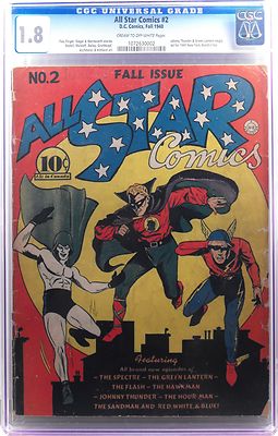 All Star Comics 2 CGC 18 Cream to OW Pages Green Lantern begins Fox Siegel 