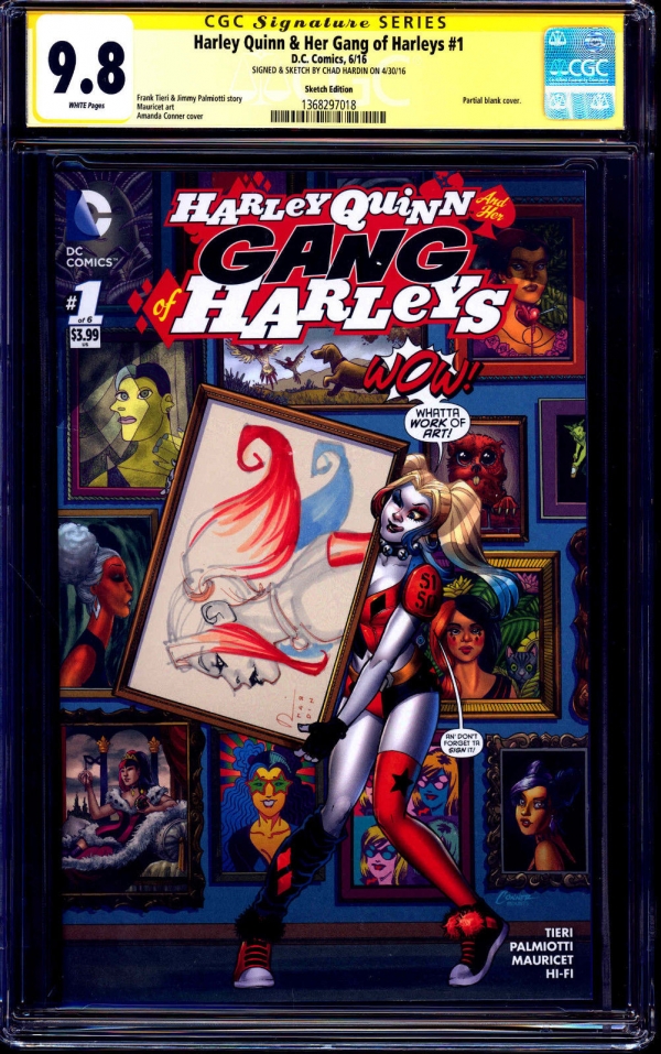 Harley Quinn Her Gang of Harleys 1 VARIANT CGC SS 9 8 SKETCH by Chad ...