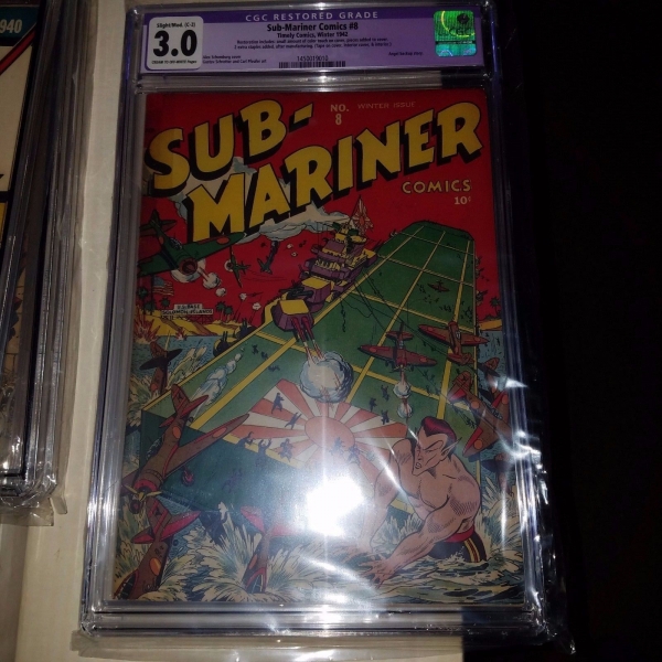 SubMariner Comics 8 CGC Graded 30 Restored C2 Golden Age WWII Cover Timely